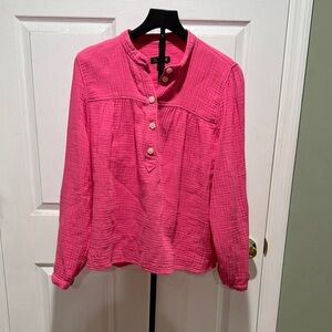 J. Crew Vibrant Pink Blouse. Gauze. Great condition. XL
